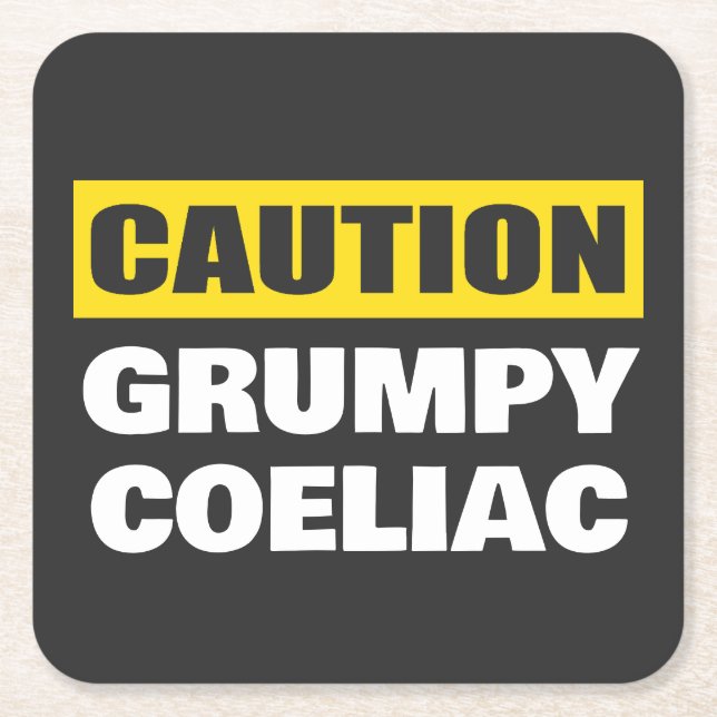 Försiktighet Grumpy Coeliac Celiac Funny Underlägg Papper Kvadrat (Framsidan)