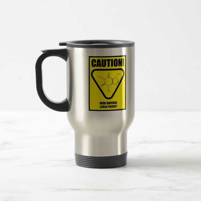Försiktighet! Höga koffeinnivåer Resemugg (Vänster)