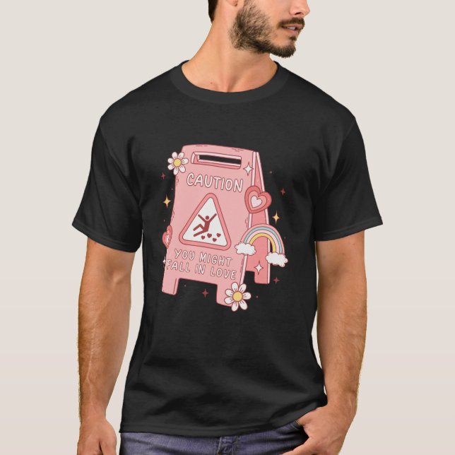 Försiktighet kan uppstå i Kärlek Retro Funny Valen T Shirt (Framsida)