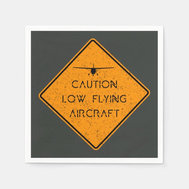 Försiktighet ✈️ lågflygande luftfartyg pappersservett (Framsidan)