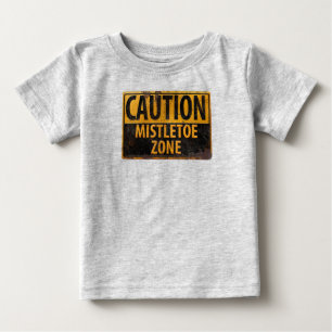 Försiktighet Mistletoe Zon julklapp Baby Kissing-t Tee Shirt