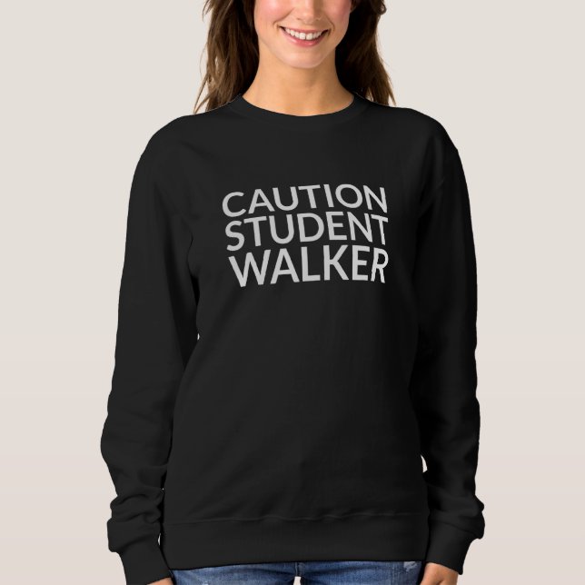 Försiktighet Student Walker Leg Amputee T Shirt (Framsida)