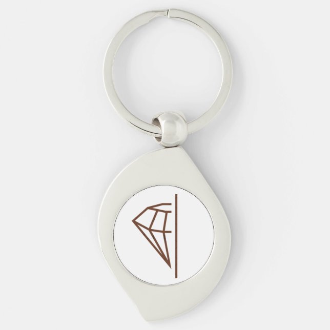 Försiktighet Swirl Silverfärgad Nyckelring (Framsidan)