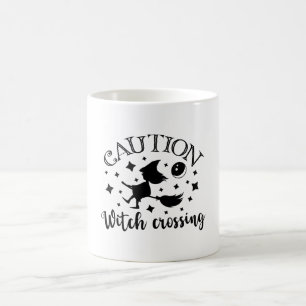 Försiktighet Witch Crossing Halloween Funny Cute Kaffemugg