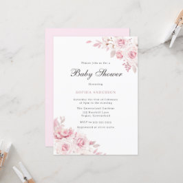 Försiktigt Elegant Blommor Baby Shower Inbjudningar