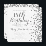 Försilvra 18th vit för konfettiar för inbjudningar<br><div class="desc">För födelsedagsilver för elegant 18th mall för inbjudan för vit för konfettiar för glitter för Faux. Matcha tillgängliga produkter!</div>