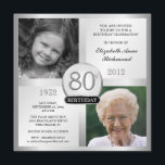 Försilvra 80th födelsedaginbjudningar därefter & inbjudningar<br><div class="desc">Skapa dina för födelsedagöverrrakningen för den egna eleganten 80th inbjudningar för partyet. För manar svart och silver eller kvinnor för stil för klassiker utöva, personlig med dubbla fotorammellanlägg för "därefter & nu" bilder -- Skräddarsy namn, datera och specificerar för ditt speciella firande. Kan lätt skräddarsy för andra speciella tillfällen, företags...</div>