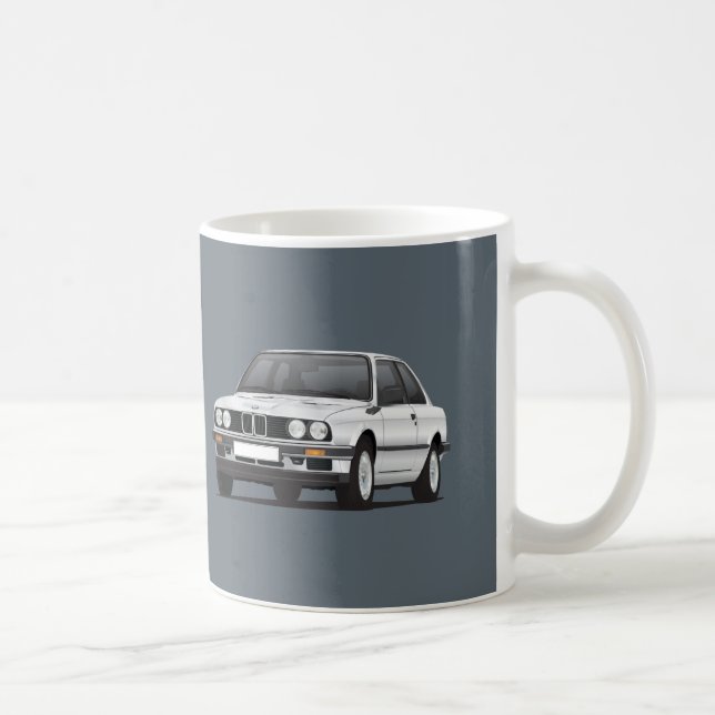 Försilvra BMW 3 serie, E30, illustration Kaffemugg (Höger)
