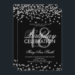 Försilvra den 18th svarten för inbjudningar<br><div class="desc">För födelsedagsilver för eleganten svärtar 18th konfettiar för glitter för fauxen inbjudanmallen. Underbart för 18th födelsedagsfester och mer!</div>