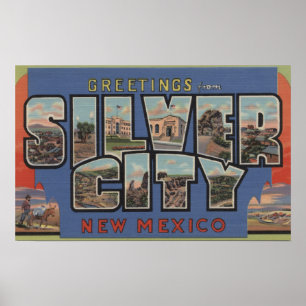 Försilvra staden, nya - mexico - stora brevplatser poster