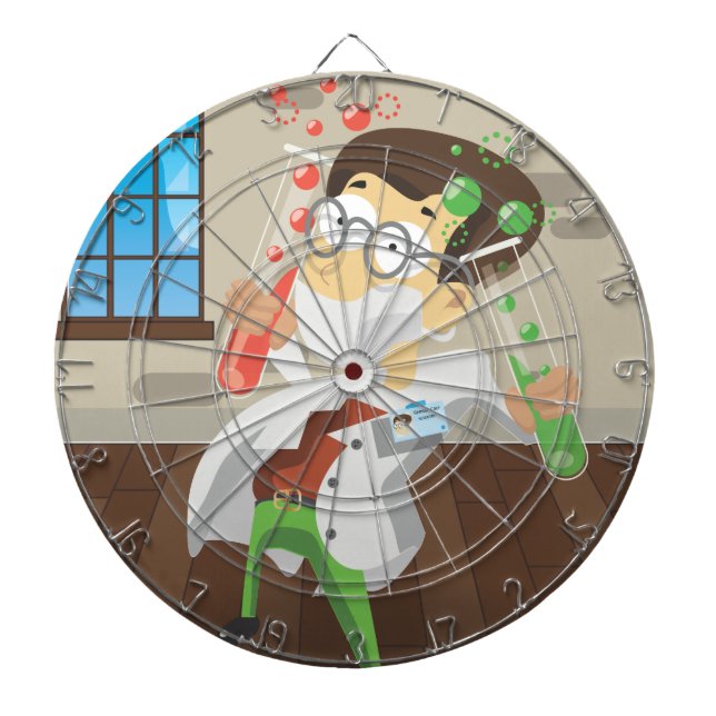 Forskare med provrör darttavla (Framsidan)