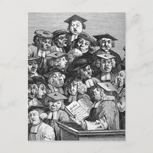 Forskare vid en föreläsning, 20 januari 1736-37 vykort (Framsida)