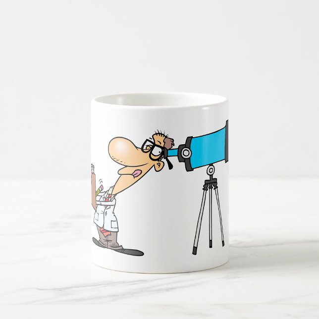Forskare vid Telescope Astronomy Science Humor Kaffemugg (Skapare uppladdad)