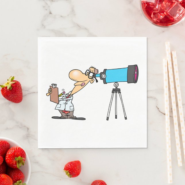 Forskare vid Telescope Astronomy Science Humor Pappersservett (Skapare uppladdad)