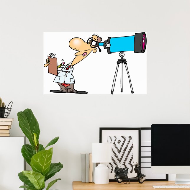 Forskare vid Telescope Astronomy Science Humor Poster (Skapare uppladdad)