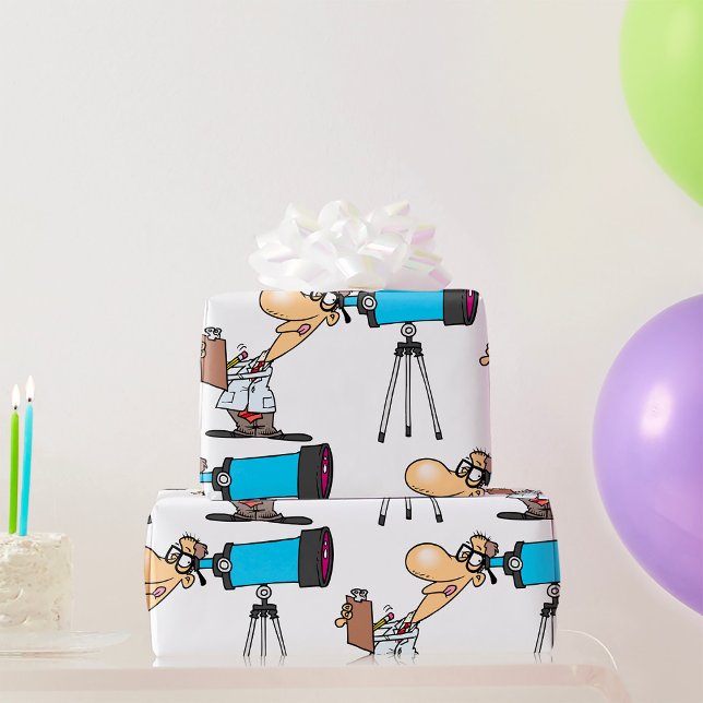 Forskare vid Telescope Astronomy Science Humor Presentpapper (Skapare uppladdad)