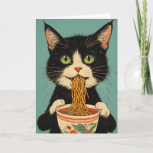 FÖRSKJORT KATTMIS RAMEN NUDLAR FÖDELSEDAGSKORT KORT