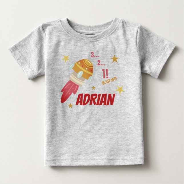Förskjutning av Anpassadet Space Birthday T Shirt (Framsida)