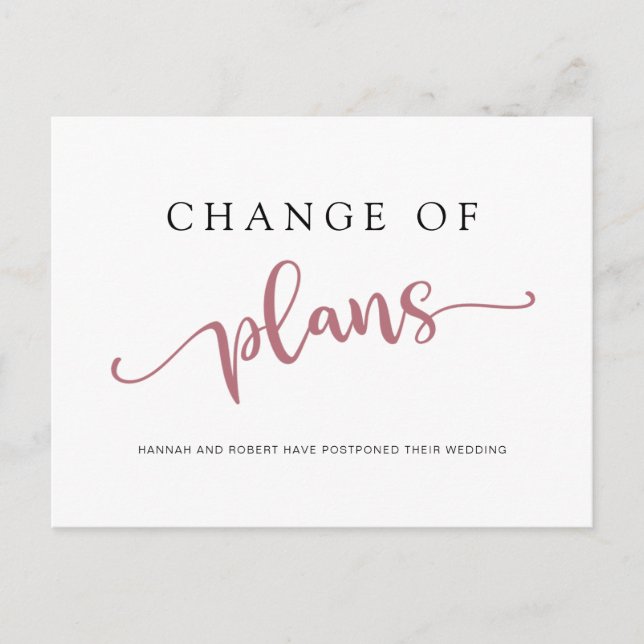 Förskjutning av bröllop-planen Ro Black Meddelande Vykort (Framsida)