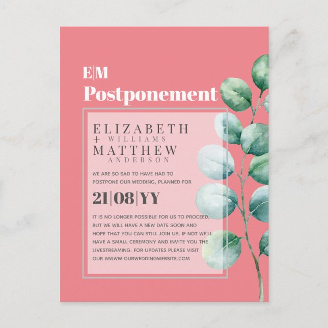 Förskjutning av Eucalyptus Greenery Förändring av  Vykort (Framsida)