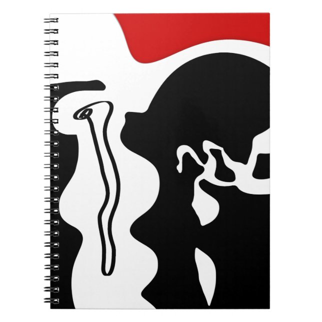 Förskjutningskammare: Abstrakt Black, White & Red Anteckningsbok (Framsidan)
