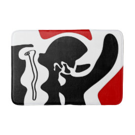 Förskjutningskammare: Abstrakt Black, White & Red Badrumsmatta