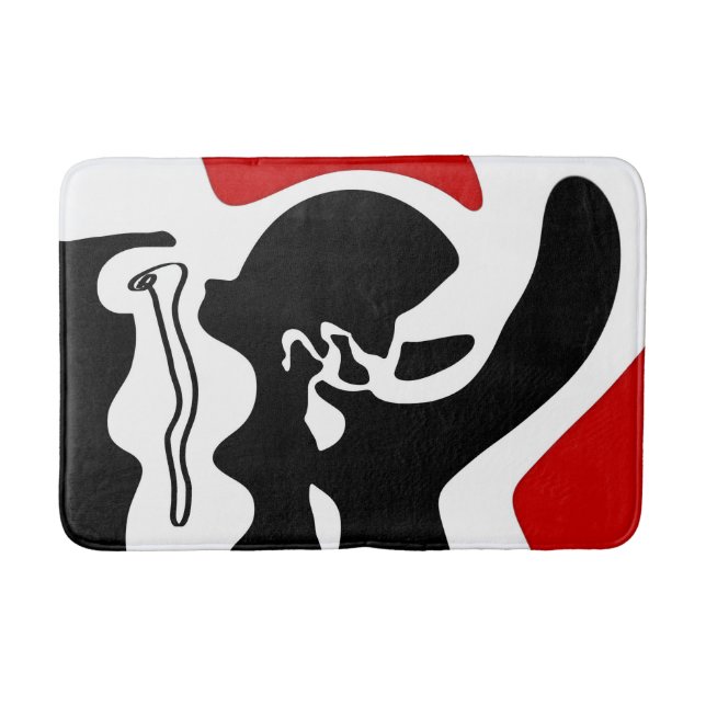 Förskjutningskammare: Abstrakt Black, White & Red Badrumsmatta (Framsidan)