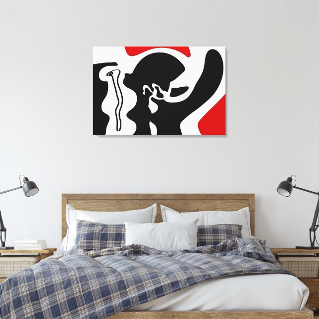 Förskjutningskammare: Abstrakt Black, White & Red Canvastryck (Insitu (sovrum))