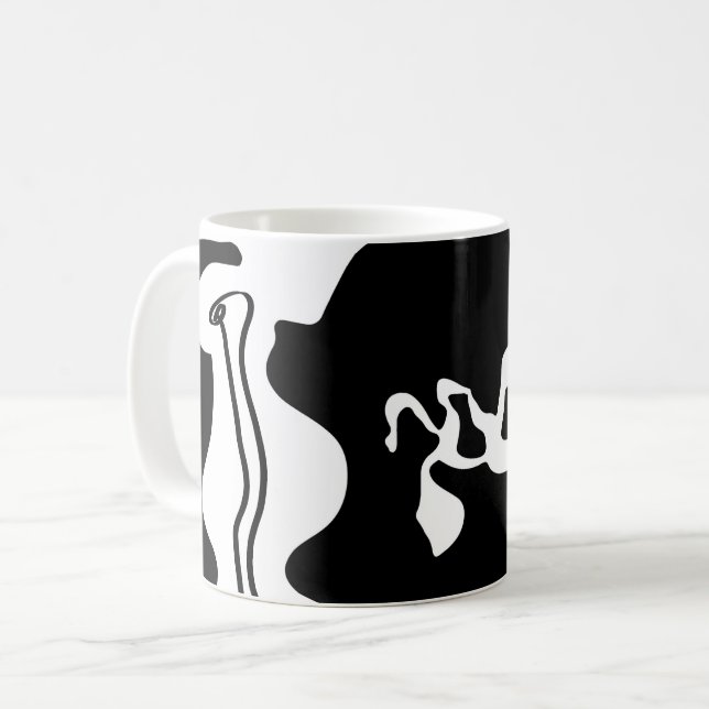 Förskjutningskammare: Abstrakt Black, White & Red Kaffemugg (Framsida vänster)