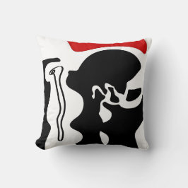 Förskjutningskammare: Abstrakt Black, White & Red Kudde