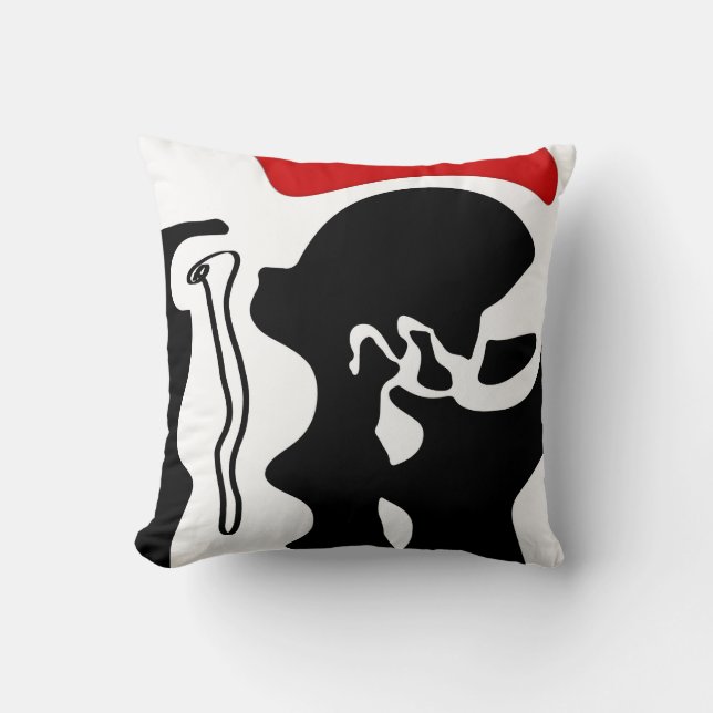 Förskjutningskammare: Abstrakt Black, White & Red Kudde (Framsida)
