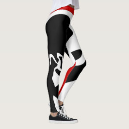 Förskjutningskammare: Abstrakt Black, White & Red Leggings