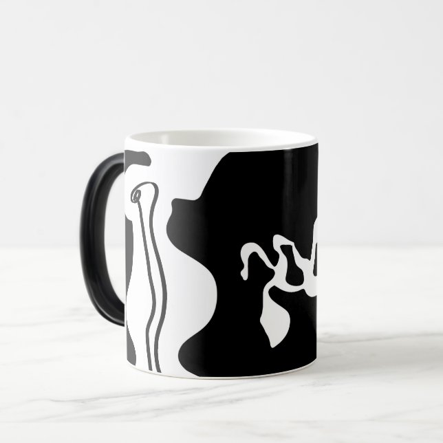 Förskjutningskammare: Abstrakt Black, White & Red Magisk Mugg (Framsida vänster)