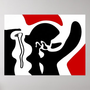 Förskjutningskammare: Abstrakt Black, White & Red Poster