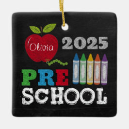 Förskola 2025 Kritigt Namnskylt Prydnad Julgransprydnad Keramik