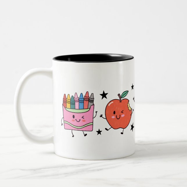 Förskola Back to School Söt Doodle Två-Tonad Mugg (Vänster)