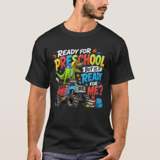 Förskola Dinosaurie Monster Lastbil Första Dag Lär T Shirt