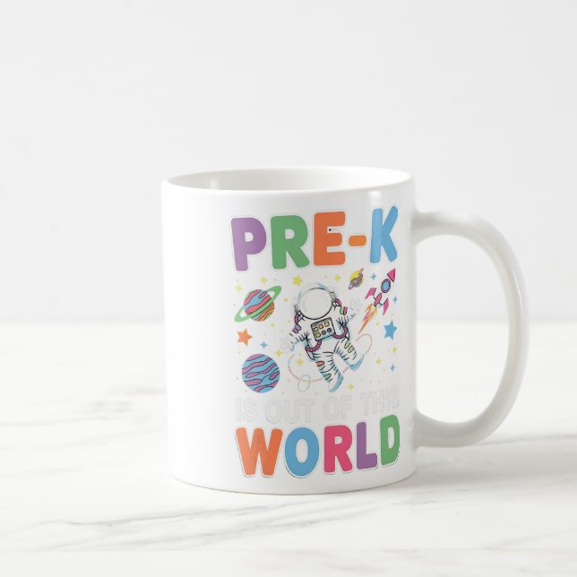 Förskola Elev Lärare Astronaut Rymden Tillbaka Til Kaffemugg (Höger)