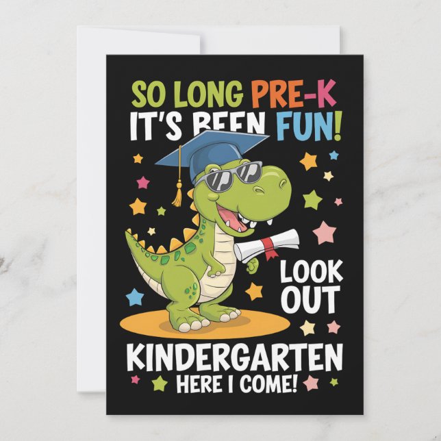 Förskola examen förskoleklass Dinosaurie T Rex Inbjudningar (Framsida)