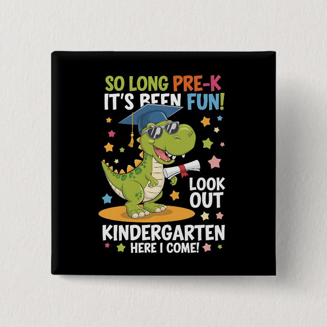 Förskola examen förskoleklass Dinosaurie T Rex Knapp (Framsida)