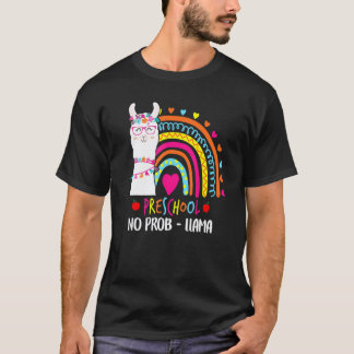 Förskola Inget Prob Llama Lärare Regnbåge Tillbaka T Shirt