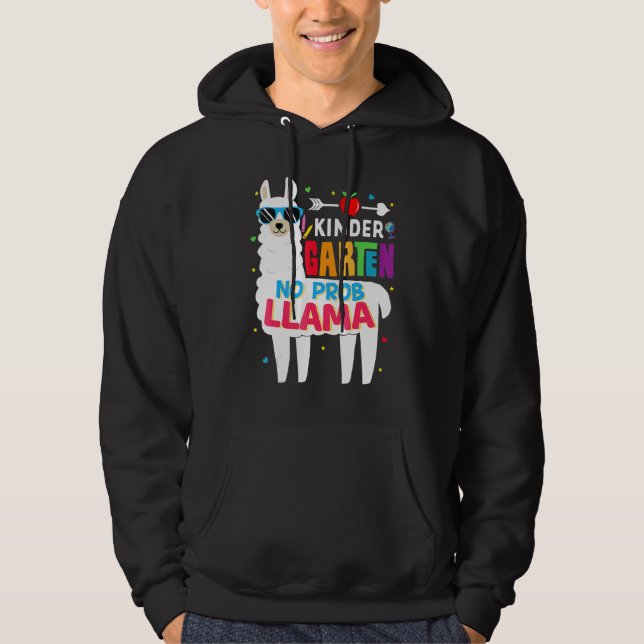 Förskola Inget Problem Lama Lärare Elev Tillbaka T Hoodie (Framsida)
