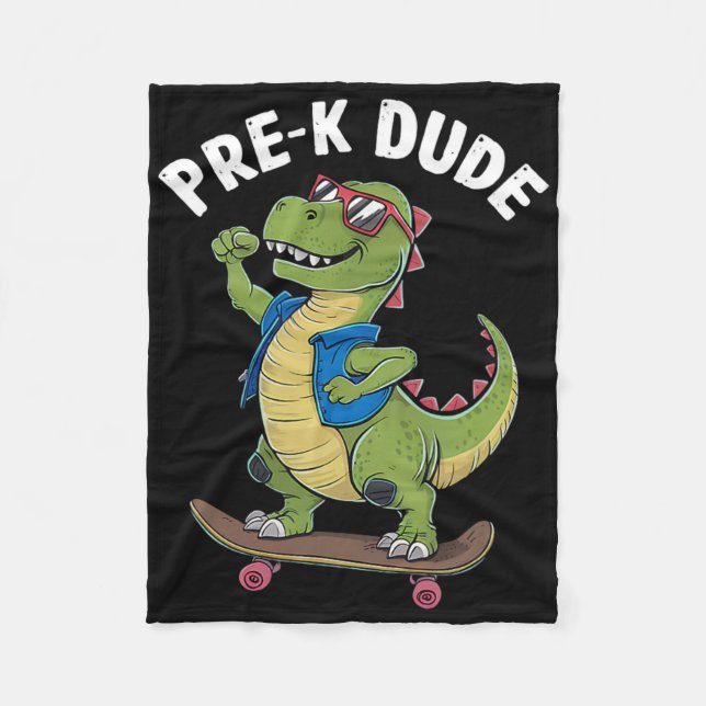 Förskola Kille Dinosaurie Skateboard Barn Förskola Fleecefilt (Framsidan)