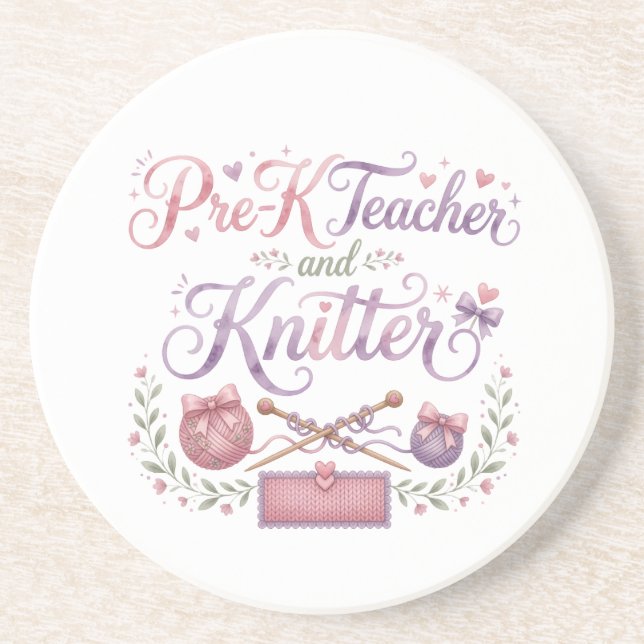 Förskola Lärare och Stickare Sandstens Coaster Underlägg (Framsidan)