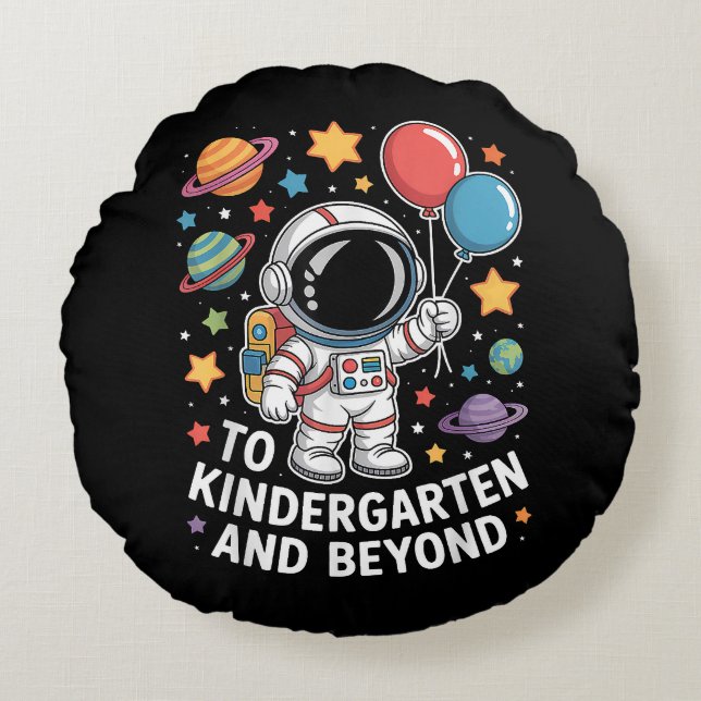 förskola och vidare astronaut utrymme rund kudde (Framsidan)