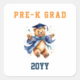 Förskolans avgång Cute Teddy Bear Fyrkantigt Klistermärke