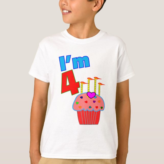 Förskolans födelsedag "I'm 4" Adabel cupaka T-shirt (Framsida)