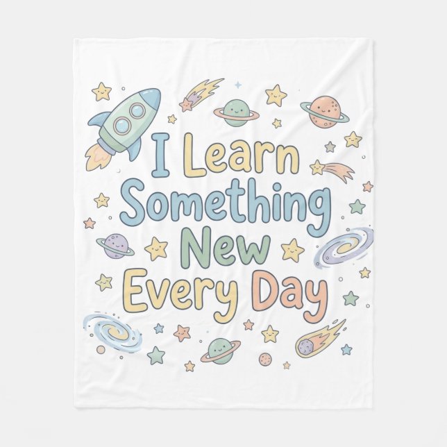 Förskolans tillväxt affirmation Lär dig varje dag Fleecefilt (Framsidan)