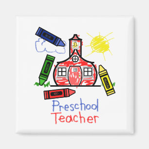 Förskole- läraremagnet - Schoolhouse & kritor Magnet