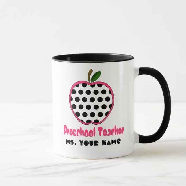 Förskole- läraremugg - polkaen pricker Apple Mugg (Höger)